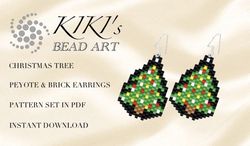 Peyote pattern Peyote earrings Brick earrings pattern Christmas tree earrings, peyote and brick earrings pattern in PDF