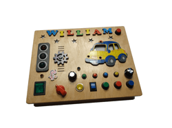 Busy Board CAR  Handmade Personalized gift With Lights, 12 English Children's Melodies, Car Sounds, Various Switches.