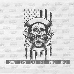 US Mechanic Skull svg | Mechanic Shirt svg | US Flag svg | Gift for Mechanic svg | Mechanic Dad svg | Repairman svg | Me