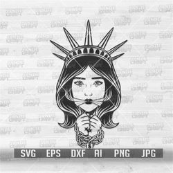 Statue of Liberty Girl Slavery svg | Gangster Slave Clipart | USA Hipster Lady Stencil | Prison Woman Cutfile | Hippie P