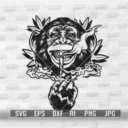 High Monkey Smoking Weed SVG | Rasta Animal Clipart | 420 Stencil | Smoking Joint png | Cannabis Shirt Design | Marijuan