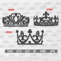 Crown SVG Bundle | King Clipart | Queen Stencil | Majesty Stencil | Princess Cutfile | Tiara dxf | Prince Shirt png | Ro