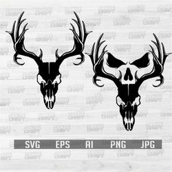 Deer Skull Cut Files | 2Files | Deer head Skull | Skull Animal Svg | Deer Antler Skull svg | Deer hunting Svg | Hunting