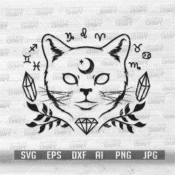 Mystical Cat svg | Cat Clipart | Mystery svg | Magic svg | Magic Cat svg | Cat Cutfile | Celestial Cat svg | Mystical Ca
