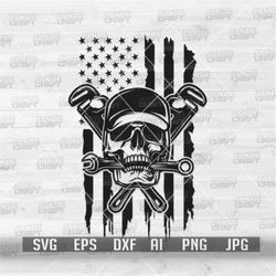 US Plumber Skull svg | Plumber Dad Shirt png | Pipe Wrenches Clipart | Human Skull Biting Wrench Cut File | Pipe Fitter