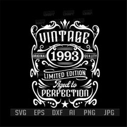 30th Birthday svg | Vintage 1993 Shirt png | Aged to Perfection Cutfile | Retro Mid Life Party dxf | 30 Years Old Gift I