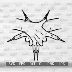 Heavy Metal Hand Sign Pentagram svg | Sexy Hands Clipart | Black Long Finger Nails Cut File | Friendship Shake Hands Ste