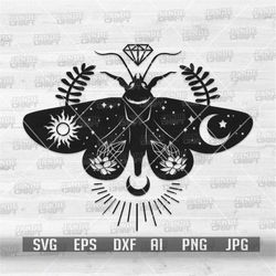 Celestial Moth svg | Mystical Moth svg | Moth Clipart | Magic svg | Moth Cutfile | Celestial svg | Mystery svg | Black M