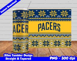 Pacers Tumbler Design PNG, 20oz Skinny Tumbler Sublimation Template, Basketball Pacers, Straight and Tapered Design,