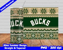 Bucks Tumbler Design PNG, 20oz Skinny Tumbler Sublimation Template, Basketball Bucks, Straight and Tapered Design,