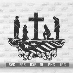 Nurse and Doctor Kneeling on the Cross svg | US Medic Dad Clipart | Rescue Mom Cutfile | First Responder | Rescue Stenci