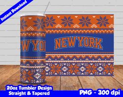 Knicks Tumbler Design PNG, 20oz Skinny Tumbler Sublimation Template, Basketball Knicks, Straight and Tapered Design,