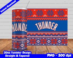 Thunder Tumbler Design PNG, 20oz Skinny Tumbler Sublimation Template, Basketball Thunder, Straight and Tapered Design,