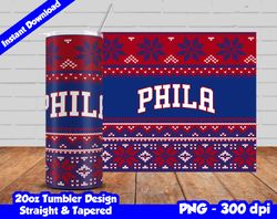 76ers Tumbler Design PNG, 20oz Skinny Tumbler Sublimation Template, Basketball Sixers, Straight and Tapered Design,