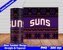 Suns Tumbler Design PNG, 20oz Skinny Tumbler Sublimation Template, Basketball Suns, Straight and Tapered Design,