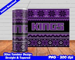 Kings Tumbler Design PNG, 20oz Skinny Tumbler Sublimation Template, Basketball Kings, Straight and Tapered Design,