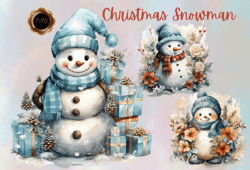 Christmas snowman PNG Clipart, sublimation design, holiday snowman graphics, winter festive illustration