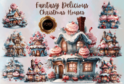 Fantasy Christmas Houses PNG, Delicious gingerbread clipart, Fantasy holiday clipart, Christmas houses design PNG