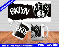 Nets Mug Design Png, Sublimate Mug Template, Nets Mug Wrap, Sublimate Basketball Design Png, Instant Download
