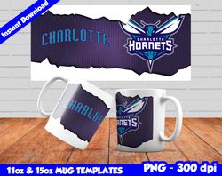 Hornets Mug Design Png, Sublimate Mug Template, Hornets Mug Wrap, Sublimate Basketball Design Png, Instant Download