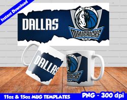 Mavericks Mug Design Png, Sublimate Mug Template, Mavs Mug Wrap, Sublimate Basketball Design Png, Instant Download