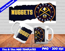Nuggets Mug Design Png, Sublimate Mug Template, Nuggets Mug Wrap, Sublimate Basketball Design Png, Instant Download