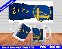 Warriors Mug Design Png, Sublimate Mug Template, Warriors Mug Wrap, Sublimate Basketball Design Png, Instant Download