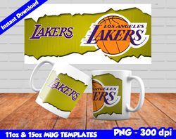 Lakers Mug Design Png, Sublimate Mug Template, Lakers Mug Wrap, Sublimate Basketball Design Png, Instant Download