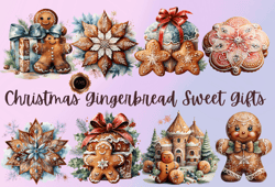 Christmas gingerbread sweet gifts, PNG Clipart, Sublimation, Festive treats, Holiday-themed, Sweet illustrations