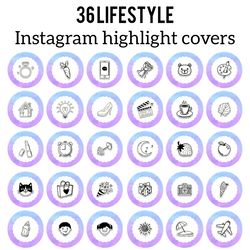 36 Lifestyle Instagram Highlight Icons. Blue and Purple Instagram Highlights Images. Instagram Highlights Covers