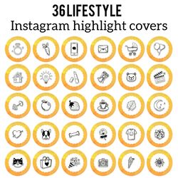36 Lifestyle Instagram Highlight Icons. Yellow Instagram Highlights Images. Instagram Highlights Covers