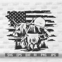 US Highland Cow Scene svg | Farm Animal Clipart | FarmLife dxf | Farming Shirt png | Barn Mooey Cutfile | Howdy Stencil