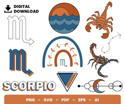 Bundle Layered Svg, Scorpio Svg, Zodiac Signs Svg, Digital Download, Clipart, PNG, SVG, Cricut, Cut File