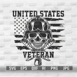 US Veteran Skull svg | Soldier Dad Clipart | US Army Shirt png | Patrioctic Stencil | Military Cutfile | Air Force Gift