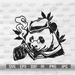 Panda Smoking Weed svg | High Bear Clipart | Rasta Polar Cutfile | Marijuana dxf | Cannabis Stencil | Kush 420 Shirt png