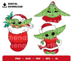 Bundle Layered Svg, Christmas Baby Yoda Svg, Christmas Svg, Digital Download, Clipart, PNG, SVG, Cricut, Cut File