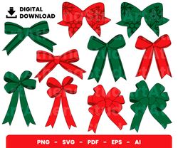 Bundle Layered Svg, Christmas Gift Ribbon Bow Svg, Christmas Svg, Digital Download, Clipart, PNG, SVG, Cricut, Cut File