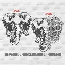 Elephant SVG | Floral Elephant SVG | Floral Animal SVG | Elephant Clipart | Elephant Cutfile | Safari Animal | Elephant