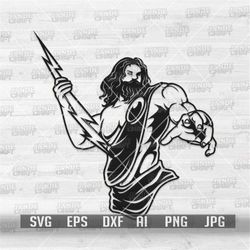 Masculine Man with Thunderbolt svg | Lighting Greek God Clipart | Olympus King Stencil | Greek Methodology Cut File | Th