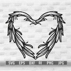 Heart Wings svg | Pair of Wing Clipart | Angle Wings Stencil | Love Shirt png | Lovers Gift Idea | Valentines Cutfile |