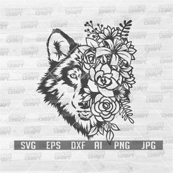 Floral Wolf svg | Wolf svg | Wolf Clipart | Wolf Cutfile | Wolf Digital Download | Wolf Cutting File | Wolf png |Floral