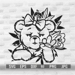 female teddy the stoner smoking weed svg | high teddy bear clipart | sexy weed teddy cut file | 420 shirt png | cannabis