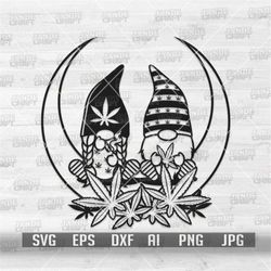 Gnomes Chilling on the Moon Smoking Weed svg | Rasta High Gnomes Clipart | Cannabis Blunt Cut File | Marijuana Shirt png