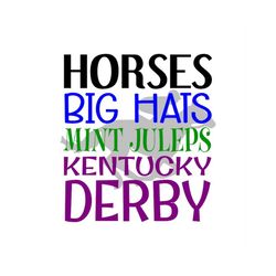 kentucky derby horses big hats mint juleps - svg, png digital download