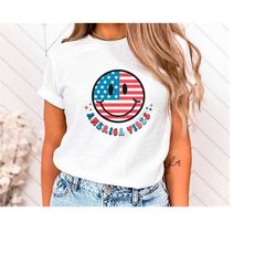 Retro America Vibes Shirt,4th of July Shirt,American Smiley Face Tee,4th of July T-Shirt,Independence Day Shirt,USA Flag
