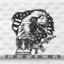 US Eagle Veteran Salute svg | Military Clipart | Soldier Dad Cutfile | Marine dxf | Army Navy jpg | Combat Gear Stencil|