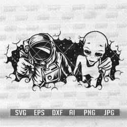 Alien and Astronaut Smoking Weed svg | Cannabis Clipart | Marijuana svg | Outer Space Cut File | Smoking Joint Stencil |