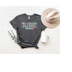 What A Beautiful Day to Respect Other People's Pronouns Shirt,Gay Rights T-Shirt,Equality T-Shirt,Lgbtq Shirt,Pride Tee,