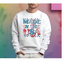 Made in the America Sweatshirt, Youth Crewneck Sweatshirt, Liberty Pullover, 4th of July Unisex Sweater, Gift for Her, M