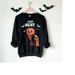 Halloween Scary Night Sweatshirt, Scary Skull Sweatshirt, Horror Movie Shirt, Unisex Creepy Shirt, Spooky Squad Shirt